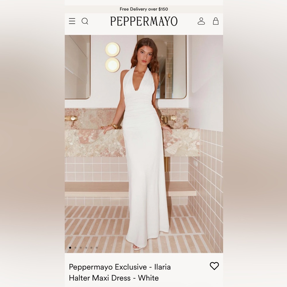 NWT Peppermayo Elegant White Halter Dress
